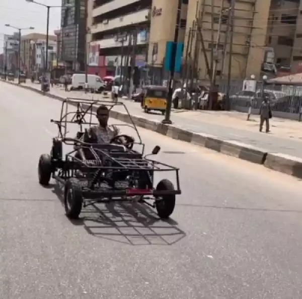 Man Seen Driving A Self-Made Car On The Streets Of Lagos (Photos)